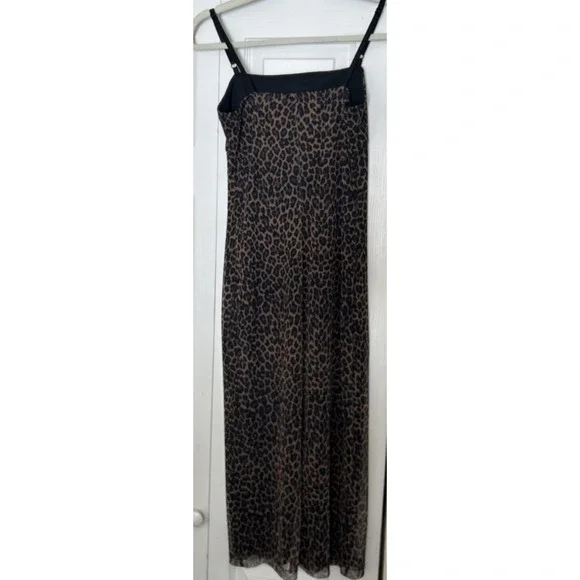 Vintage Y2K‎ Cheetah Print Maxi Midi Slip Dress Medium Brown Black Whimsygoth - Picture 11 of 13